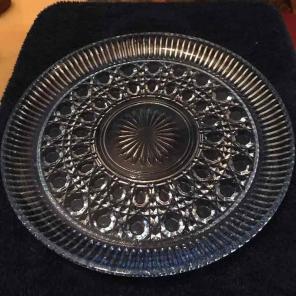Vintage blue pressed glass plate