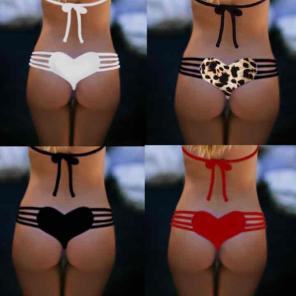Leopard thong bikini bottoms