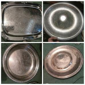 4 VIN ANTIQUE ETON SERVING PLATER/ TRAYS
