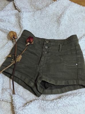 Army Green High Waisted Shorts