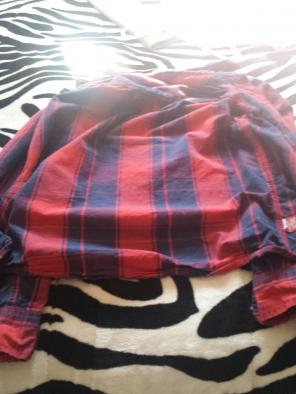 Red button-up shirt