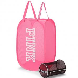 Pink Laundry Basket With Garment Bag