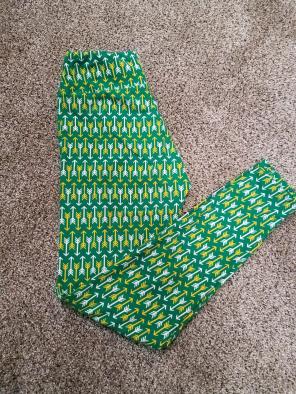 Lularoe os green and yellow leggings
