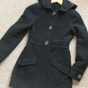 Black wool coat (xs)