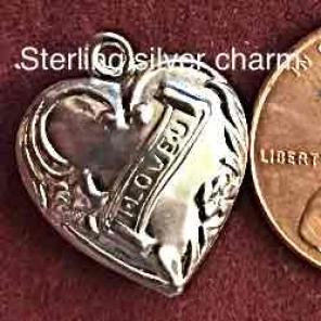 Sterling silver charm heart I love u