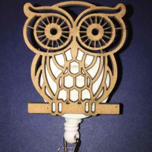Wooden Owl ID Badge Holder Nurse RN MD