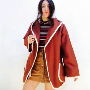 Vtg oversized colorblock hooded kimono