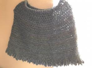 Crocheted Blue Green Poncho