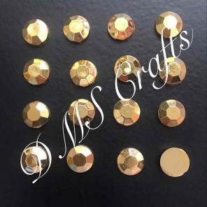 16 Pc Faceted Gold Flatback Cabo