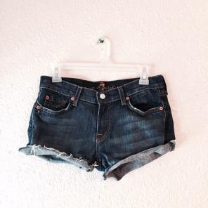 7FAM Cutoff Jean Shorts Dark Denim 29