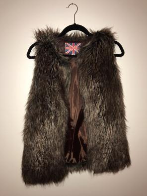 Neutral Brown Fur Vest