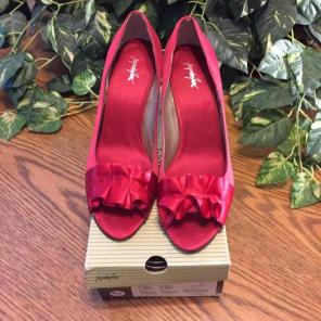 Red Satin Formal Heels, Size 11