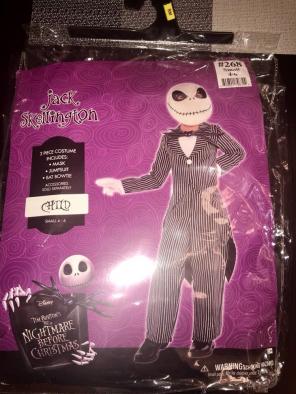 Jack Skellington kid Size 4-6 Used once)