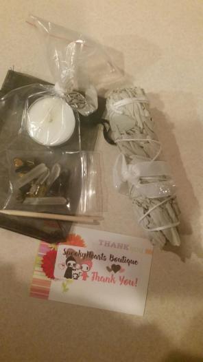 Wicca mini smudging kit w crystals