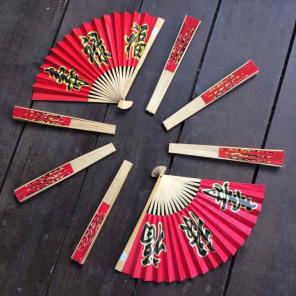 Set of 8 Oriental Paper Folding Fans