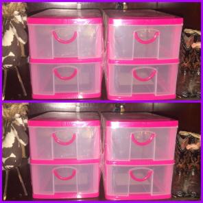 4/ea-Mini Pink 2-Drawer Storage Boxes