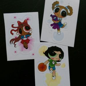 Black Power puff girl stickers