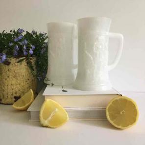 Federal Milk Glass Stein Set