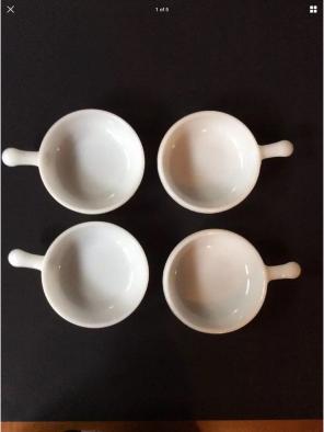 Glasbake Handled White Bowls - 4