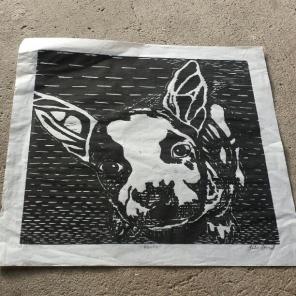 Pitbull Woodcut Print