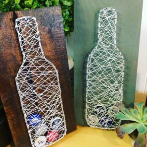 Beer Bottle & Wine Glass String Art