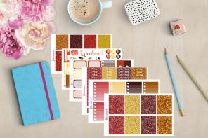 Fall Glitter Planner Sticker Kit