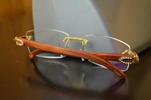 Diamond Cartier Wooden Eyeglasses