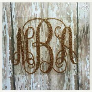 Gold glitter monogram decal
