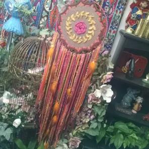 Giant crochet Dreamcatcher pink flower
