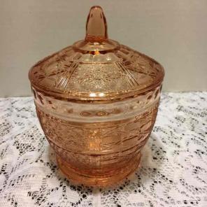 Pink Depression Glass Jar