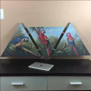 Unique set of parrots canvas wall art