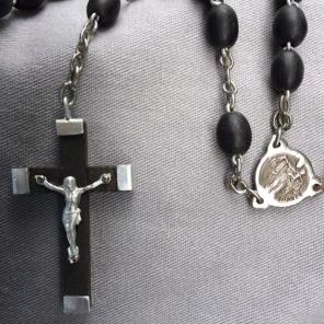 Black Bead Rosary From France