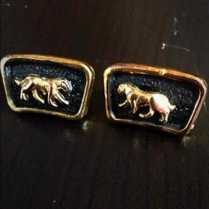Antique Black and Gold Clip on Earrings