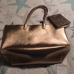 NWT Bath And Body Works Gold tone Tote