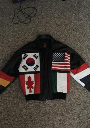 World flag leather jacket