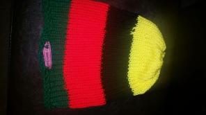 RBGY(red,blk,grn,yellow) beanie
