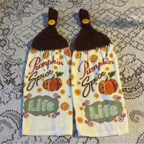 Fall theme handmade crochet towels