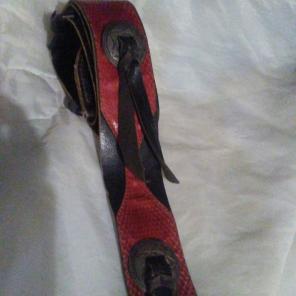 Vintage Red Leather Snake Navajo Belt