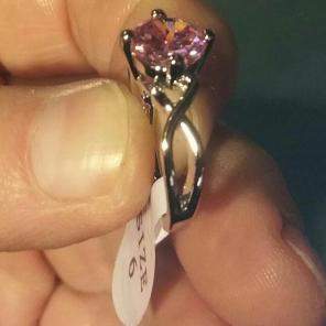 Pink and Silver Size 6 Ring