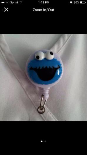 Cookie Monster ID Badge Holder Nurse RN