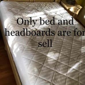 Beige wooden 4- post & Queen size bed