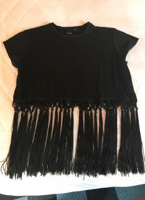ASOS Curve Black Fringe Top