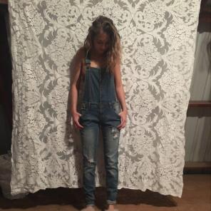 Skinny Leg Distressed Overalls