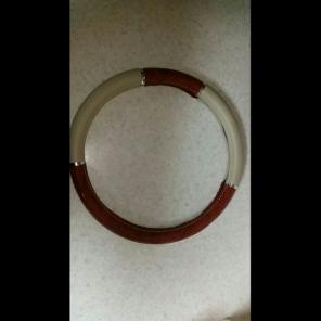 Wood grain steering wheel cover