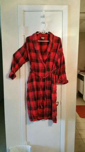 Small women's flannel bathrobe red S