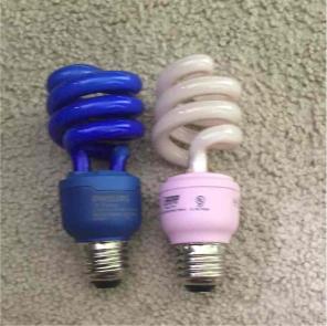 Blue and pink tinted lightbulb