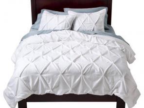White Bed Comforter & Shower Curtain.