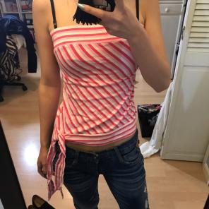 Pink and white striped strappy tube top
