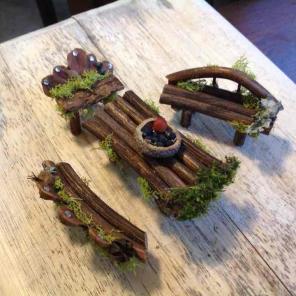Fairy garden table and benches