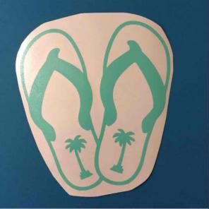 Mint Flip Flops Palm Tree Decal